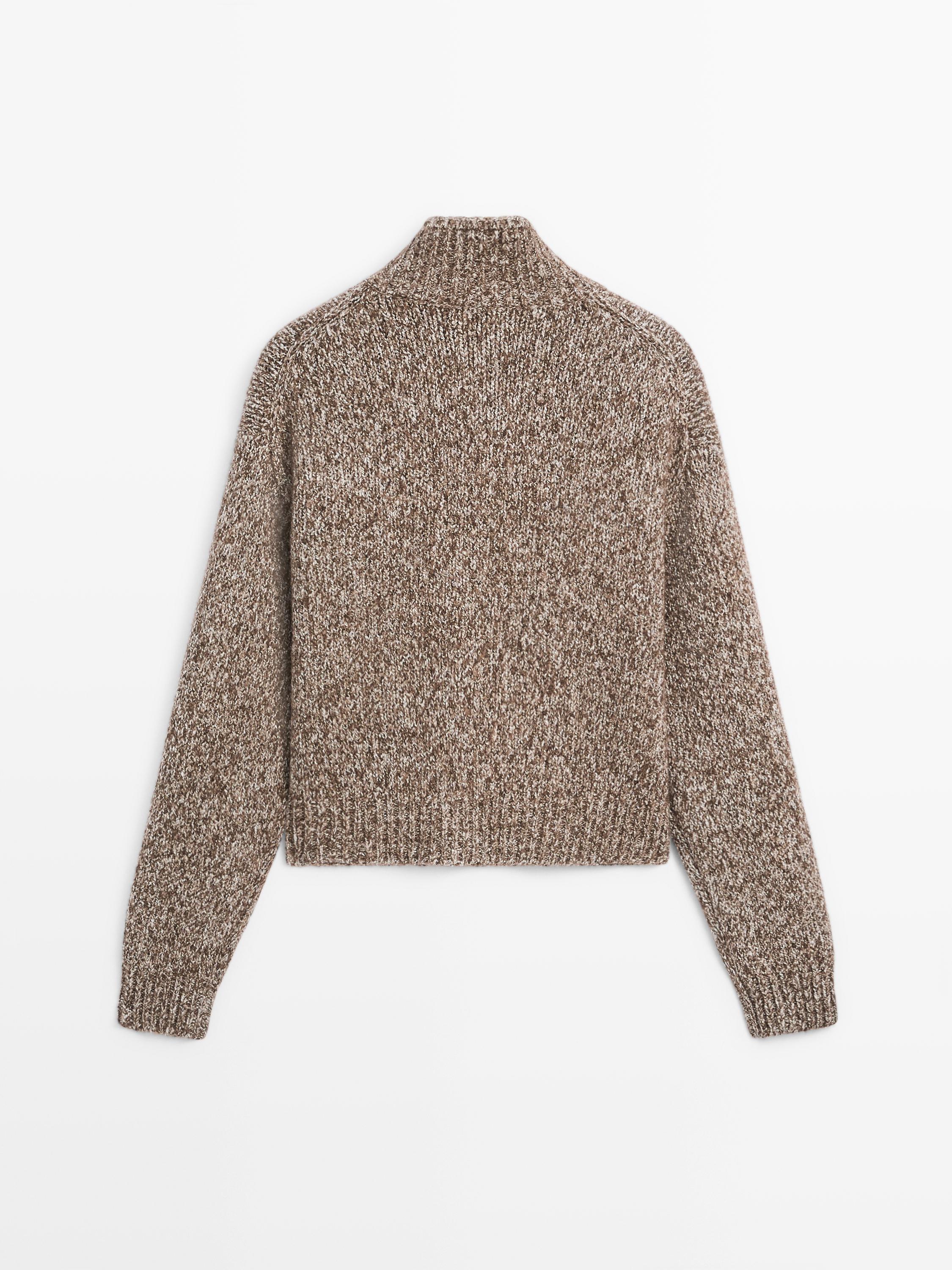 Wool and cotton knit cardigan with horn button